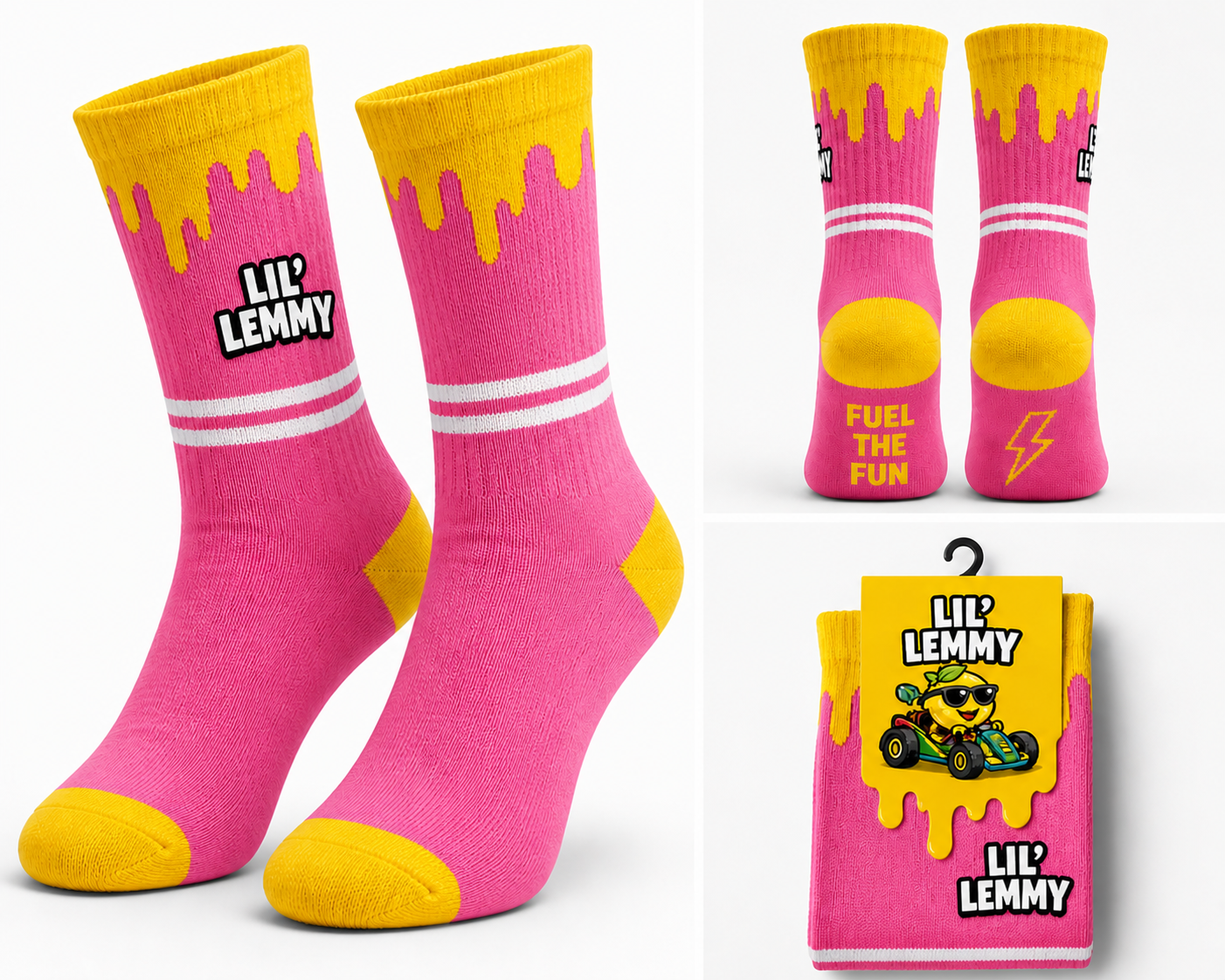 Lil’ Lemmy Drip Crew Socks – Pink Lemonade Edition